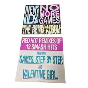 Lot of 2 New Kids On The Block No More Games 1990 Promo Flat Poster 12x12 D/S